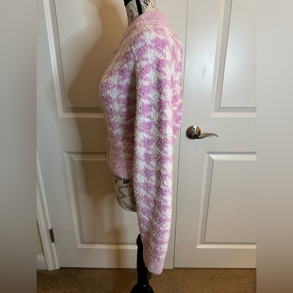 SKIMS Cozy Sweater Zip Up Petal Houndstooth‎ Pink Sz S/M - Picture 14 of 15
